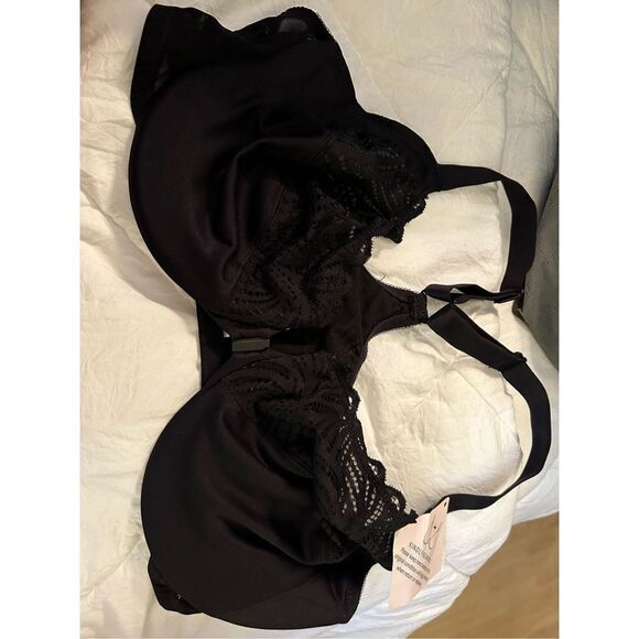 NEW HACI Front Closure Bra Underwire Unlined T-Back Plus Size Lacy Unpadded 40D - Picture 1 of 3